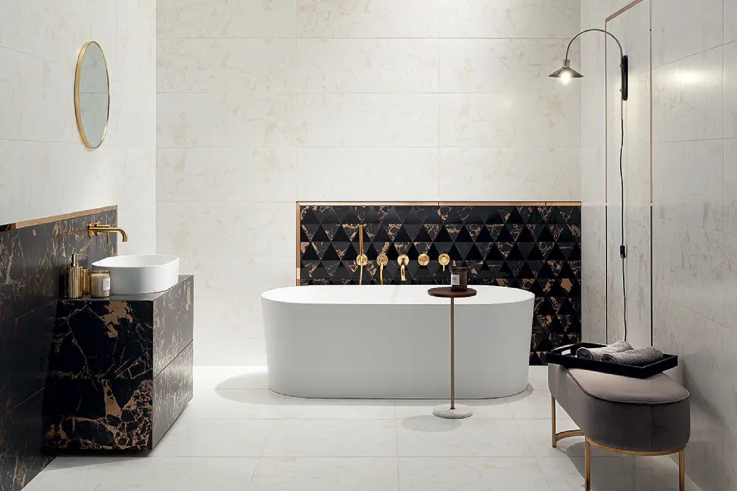 Luksusowa łazienka w stylu art deco